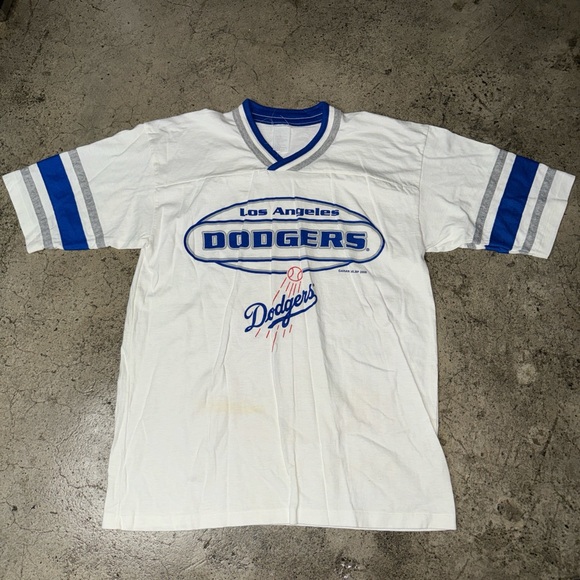 Vintage 2000s dodgers ringer ree size M blue and white - Picture 1 of 8